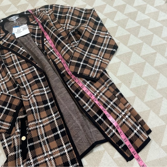 Kasper Women's Plaid Collarless Long-Sleeve Sweater - Picture 4 of 6